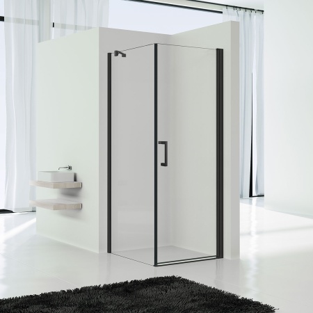 Душевой уголок Orta VSR-1O9090CLB, 90*90, черный, стекло прозрачное