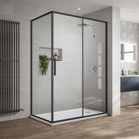 Душевой уголок Slim-U VSR-2SU9012CLB, 120*90, черный, стекло прозрачное