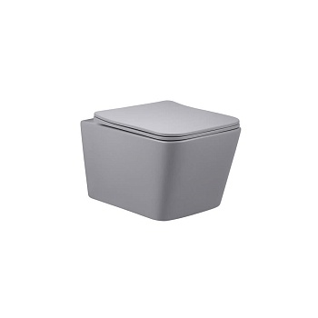 Подвесной унитаз Vincea Q-Line VT1-12MG 52х36 безободковый, ультратонкая быстросъемная крышка-сиденье с плавным опусканием, серый матовый