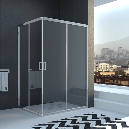 Душевой уголок Veconi Rovigo RV-10, 100x90x195, хром, стекло прозрачное