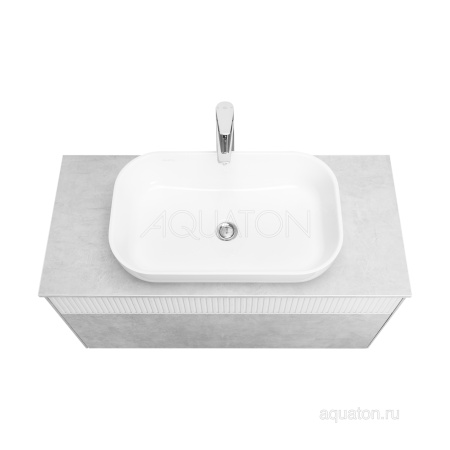 Тумба под раковину AQUATON Марбл 100 слэйт, белый матовый 1A276301MH4C0