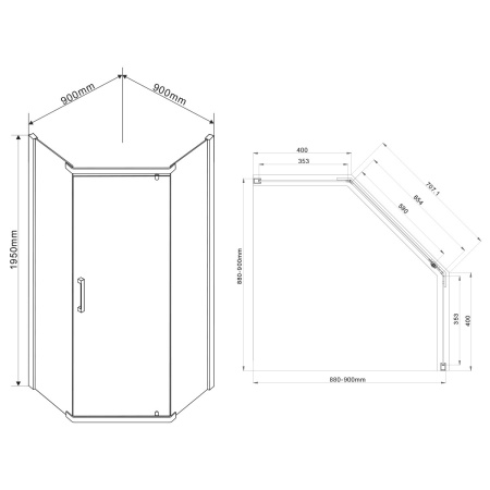 Душевой уголок Stresa VSP-1S900CL, 90*90, хром, стекло прозрачное