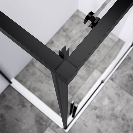 Душевой уголок Slim-N VSR-4SN8014CLB, 140x80x195, черный, стекло прозрачное
