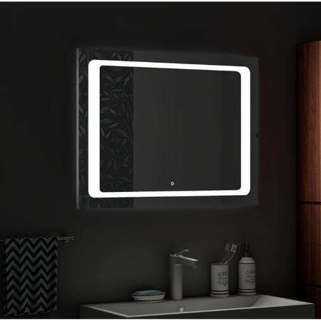 Зеркало Quattro LED 80х60 ЗЛП572 с бесконтактным сенсором, холодная подсветка