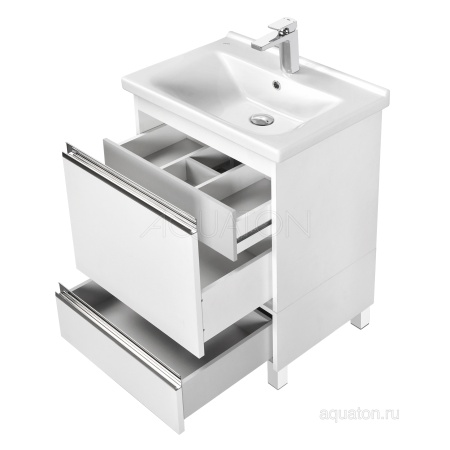 Тумба под раковину AQUATON Капри 60 белый глянец 1A230101KP010
