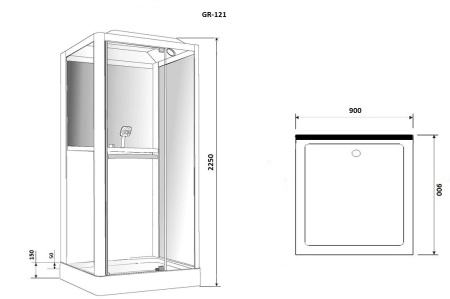 Душевая кабина Grossman GR121 90х90х225