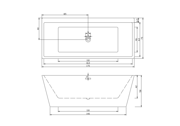 Акриловая ванна Cerutti Spa Lugano 170x75