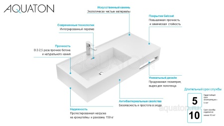 Раковина AQUATON Квадро Про 80 левая 1A734431QA01L