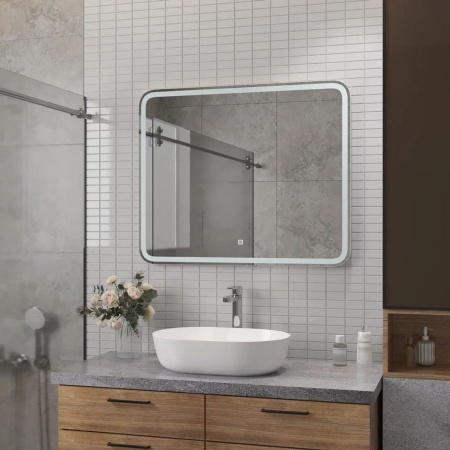 Зеркало Russo LED 100x70 ЗЛП3038, cенсорный выключатель, холодная подсветка