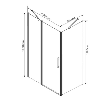 Душевой уголок Orta VSR-1O9010CL, 100*90, хром, стекло прозрачное