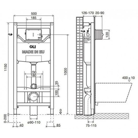 Комплект инсталляция OLI 120 ECO mechanic + кнопка смыва Plain белая 879236mPLO1