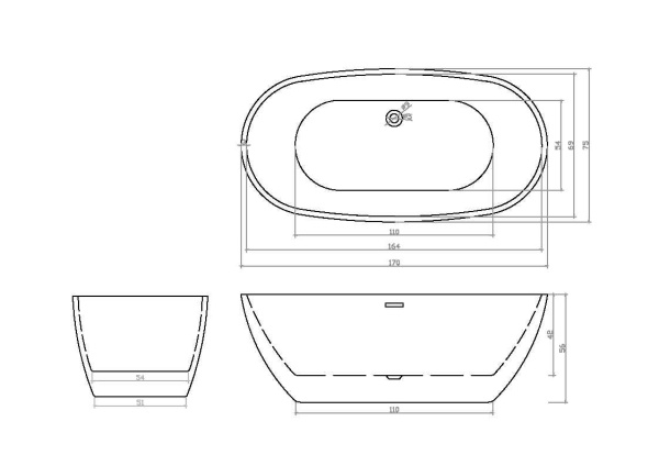 Акриловая ванна Cerutti Spa D'Iseo 170x75