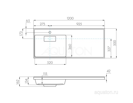 Раковина AQUATON Лондри 1200 белая левая 1A72843KLH01L