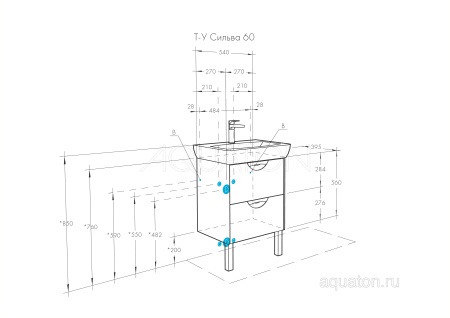 Тумба под раковину AQUATON Сильва 60 дуб фьорд 1A211801SIW60