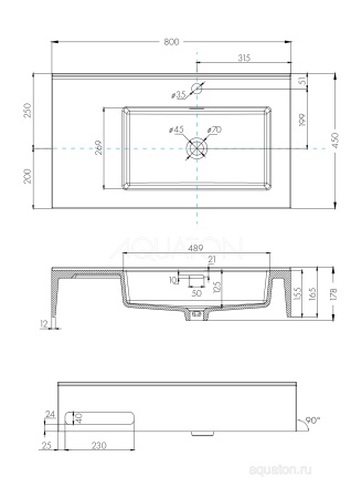 Раковина AQUATON Квадро Про 80 правая 1A734331QA01R