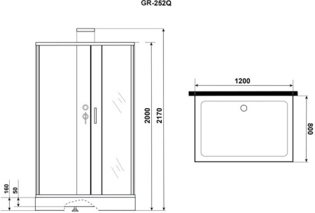 Душевая кабина Grossman Elegans GR252Q 120х80х217 L/R без крыши