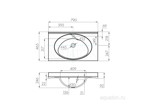 Раковина AQUATON Отель 3/80 белая с навесами 1A70063NOT010