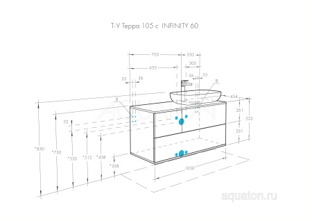 Тумба под раковину AQUATON Терра 105 дуб кантри, антрацит 1A246901TEKA0