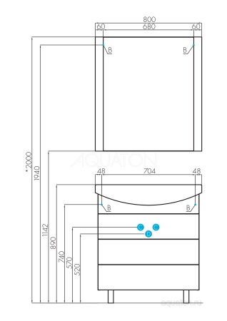 Тумба под раковину AQUATON Ария 80 Н белый 1A141301AA010