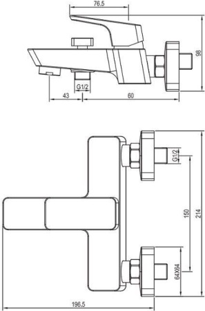 Смеситель Aquanet Gotic AF440-20B для ванны и душа черный матовый