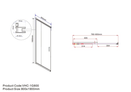 Душевой уголок Garda VSS-1G8012CLB, 120*80, черный, стекло прозрачное