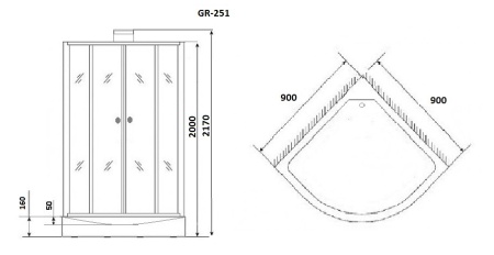 Душевая кабина Grossman Elegans GR250 100х100х217 L/R без крыши