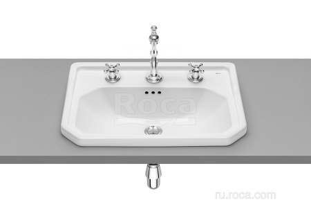 Раковина Roca Carmen накладная 60х45, 3 отверстия для смесителя, белый 3270A5003