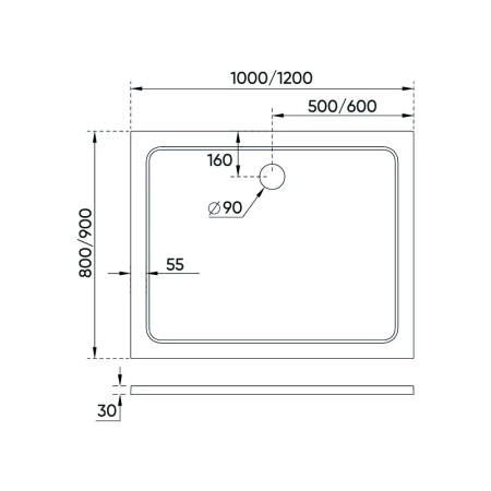 Душевой поддон Veconi Tezeo stone TZ-09, 100x90x3, искусственный камень, белый