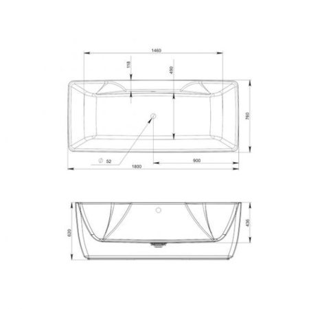 Акриловая ванна Мирсант Sole Alfa 180x76 (отдельностоящая) с щелевым переливом