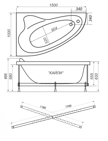 Акриловая ванна Тритон Кайли 150х100х63, правая