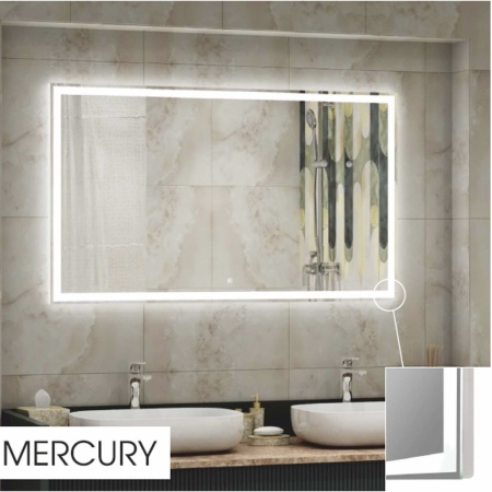 Зеркало Mercury LED 80х60 ЗЛП781 сенсорный выключатель, холодная подсветка, подогрев