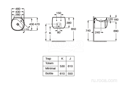 Раковина Roca Beyond 43x43 оникс матовый 3270B1640