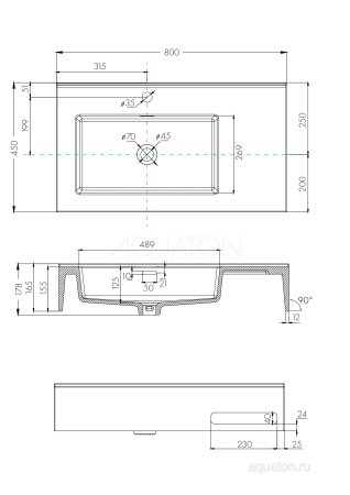 Раковина AQUATON Квадро Про 80 левая 1A734431QA01L