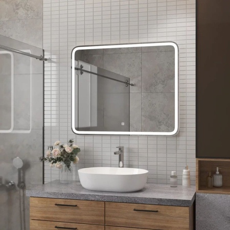 Зеркало Russo LED 80x70 ЗЛП303, cенсорный выключатель, холодная подсветка