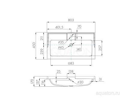 Раковина AQUATON Фабиа 80 белая 1A708031FB010