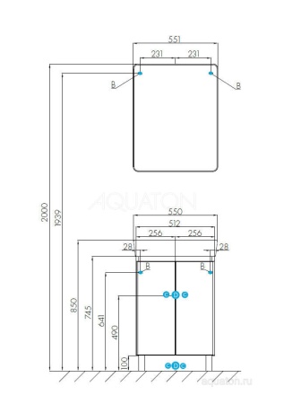 Тумба под раковину AQUATON Скай PRO 55 белый глянец 1A238101SY010