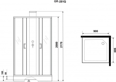 Душевая кабина Grossman Elegans GR251Q 90х90х217 L/R без крыши