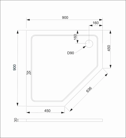 Душевой поддон Veconi Tezeo stone TZ-12, 90x90x3, искусственный камень, белый