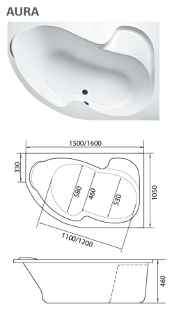Акриловая ванна MarkaOne AURA 150*105 R