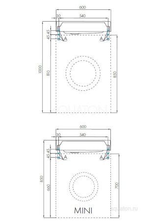 Раковина AQUATON Рейн 60 белая 1A72103KRW010