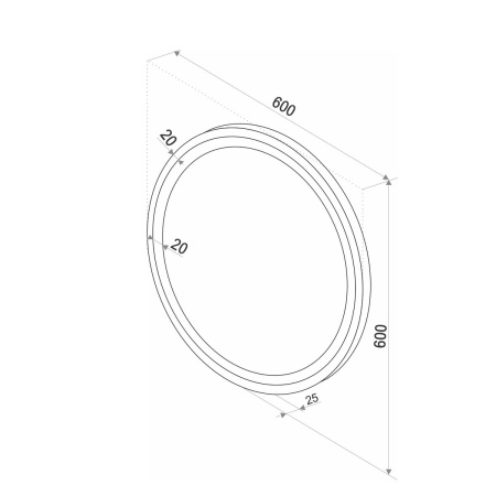 Зеркало Style LED 60x60 ЗЛП1016, cенсорный выключатель, холодная подсветка, черный