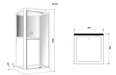 Душевая кабина Grossman GR221 90х90х225
