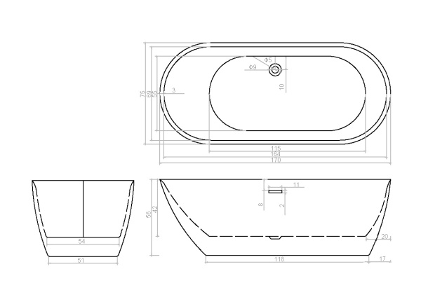 Акриловая ванна Cerutti Spa Como 170x75