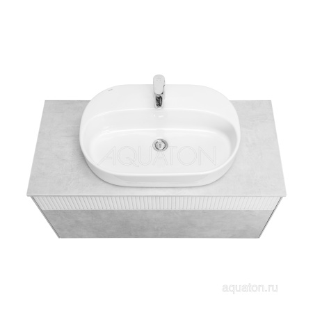Тумба под раковину AQUATON Марбл 100 слэйт, белый матовый 1A276301MH4C0