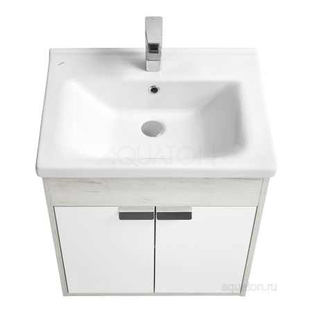 Тумба под раковину AQUATON Флай 60 белый, дуб крафт 1A237301FAX10