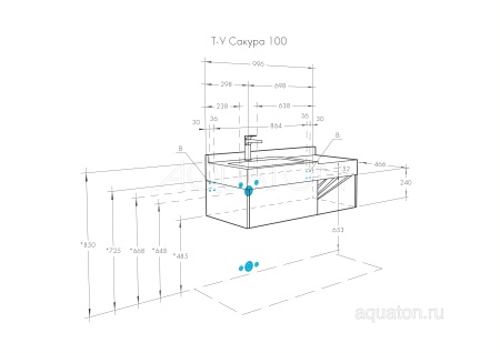 Тумба под раковину AQUATON Сакура 100 ольха наварра, белый глянец 1A234901SKW80