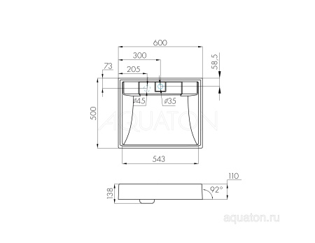 Раковина AQUATON Рейн 60 белая 1A72103KRW010
