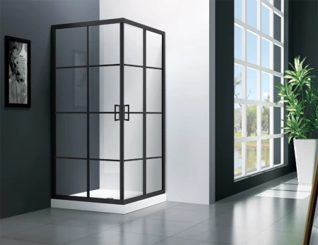Душевой уголок Veconi Rovigo RV-09,900x900x195, черный, стекло прозрачное