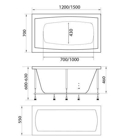 Акриловая ванна MarkaOne VIOLA 120*70