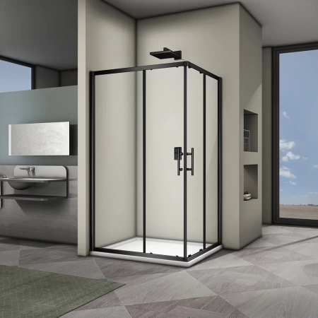 Душевой уголок Veconi Rovigo RV-30B, 100x90x190 хром, стекло прозрачное